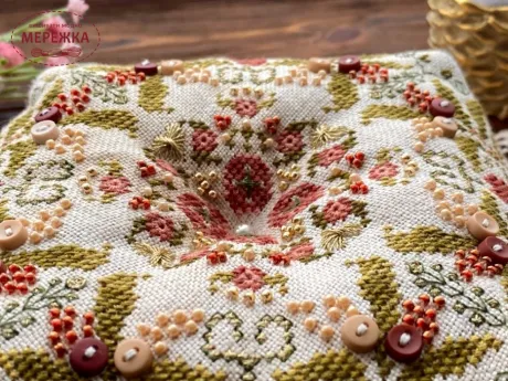 ФотоВікторія Попович Схема Kisses under the willow tree Biscornu (Біскорню Поцілунки під вербою)+пак бісеру (original) VP-018