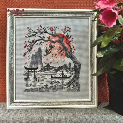 Фото Набір для вишивання хрестиком Kingdom of Handmade Червоне сонце Сходу (Аїда 16) KGD-02