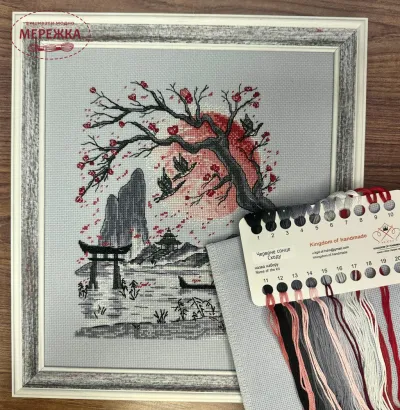 Фото Набір для вишивання хрестиком Kingdom of Handmade Червоне сонце Сходу (Аїда 16) KGD-02