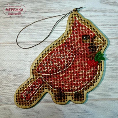 Фото Набір для вишивання хрестиком Kingdom of Handmade по дереву Пряник Кардинал GB-07