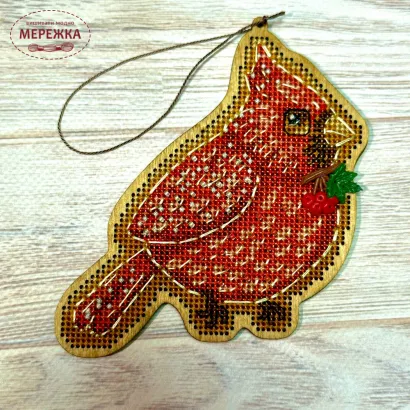 Фото Набір для вишивання хрестиком Kingdom of Handmade по дереву Пряник Кардинал GB-07