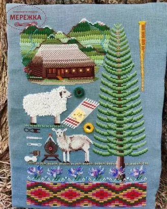 Фото Вікторія Попович Схема Among the mountains (Золото Карпат)+пак бісеру та комплект ниток (original) VP-042