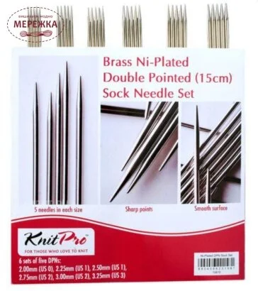 Фото KnitPro набір шкарпеткових металевих спиць 15 см Nova Metal 10651