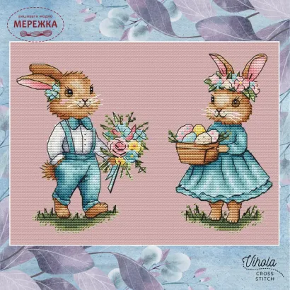 Фото Набір для вишивання хрестиком VIHOLA CrossStitch Великодні кролики (акрилова основа)