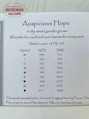 Схема для вишивання La-D-Da Auspicious Hope фотографія