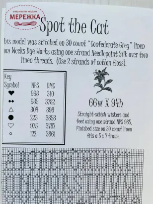 Схема для вишивання La-D-Da Spot the Cat фотографія