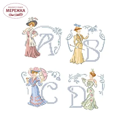 Фото Les Brodeuses Parisiennes Схема Le grand alphabet "Belle Epoque" ABCBE/GRI