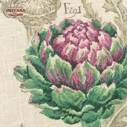 Фото Les Brodeuses Parisiennes Схема Etude a l'Artichaut+тканина, пришивний шарм EAL/CRE