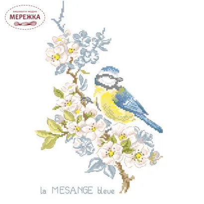 Фото Les Brodeuses Parisiennes Схема Etude a la Mesange bleue+тканина EMLL/CRE