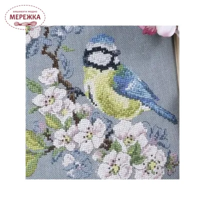 Фото Les Brodeuses Parisiennes Схема Etude a la Mesange bleue+тканина EMLL/CRE