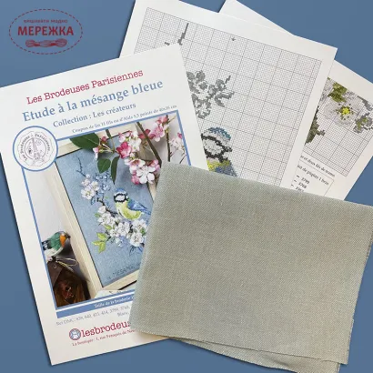 Фото Les Brodeuses Parisiennes Схема Etude a la Mesange bleue+тканина EMLL/CRE