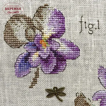 Фото Les Brodeuses Parisiennes Схема Etude a la violette+тканина, пришивний шарм