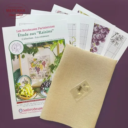 Фото Les Brodeuses Parisiennes Схема Etude aux "Raisins"+тканина, пришивний шарм EARL/CRE