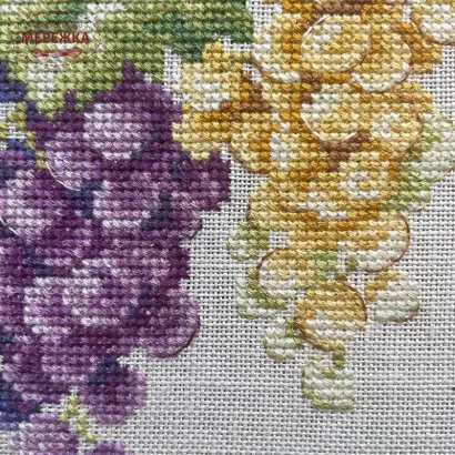 Фото Les Brodeuses Parisiennes Схема Etude aux "Raisins"+тканина, пришивний шарм EARL/CRE