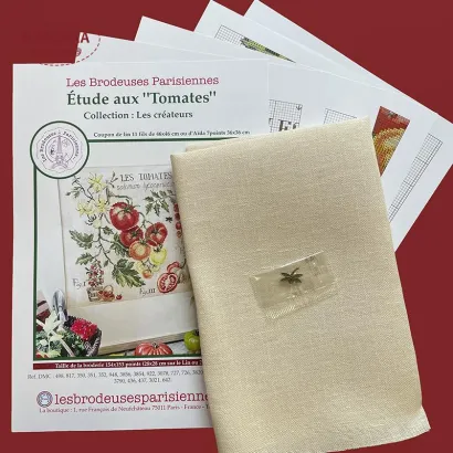 Фото Les Brodeuses Parisiennes Схема Etude aux "Tomates"+тканина, пришивний шарм EATL/CRE