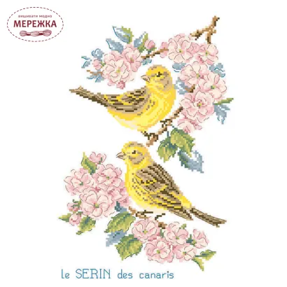 Фото Les Brodeuses Parisiennes Схема Etude aux Serin+тканина ESL/CRE