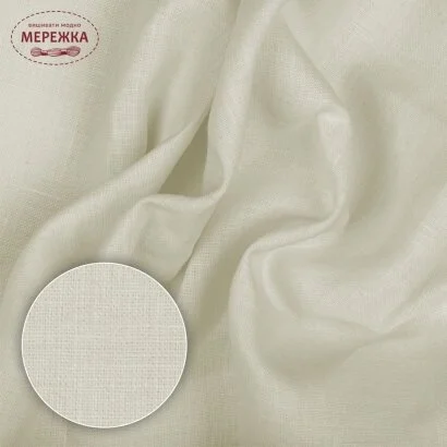 Фото Рівномірне лляне полотно для вишиванок (Польща), колір айворі, 100% льон
