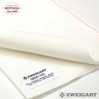 Фото Рівномірне полотно на метраж Zweigart Lugana 25ct 3835/101 Antique White
