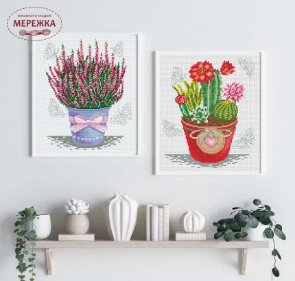 Фото набір для вишивання хрестиком ВДВ Кактуси