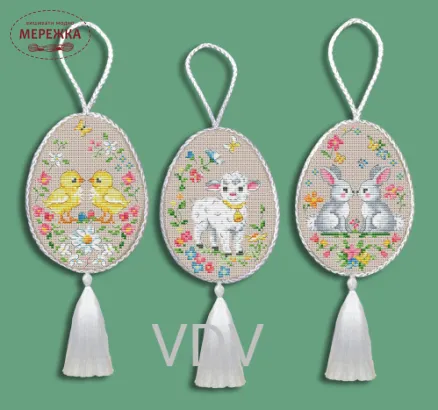 Фото Набір для вишивання хрестиком ВДВ Великодні іграшки М-0390
