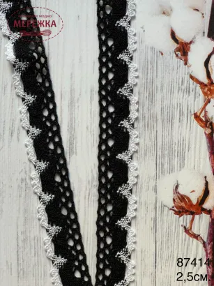 Фото мереживо чорне біло-чорне 2,5 см.
