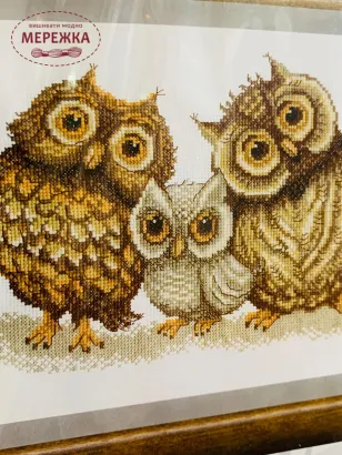 Фото набір для вишивання Сім'я сов