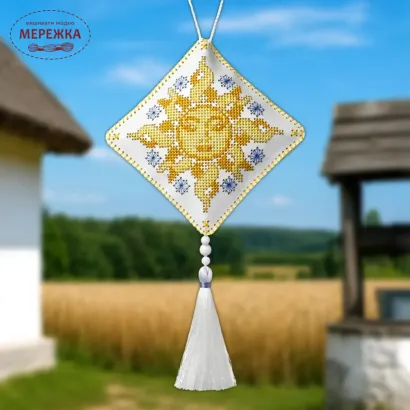 Фото Набір для вишивання хрестиком WonderlandCrafts Етно-підвіска  на штучній шкірі FLHL-116