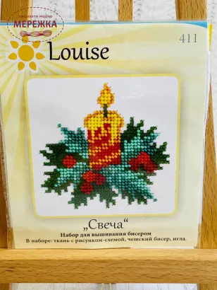 Фото набір для вишивання бісером з новорічною свічкою