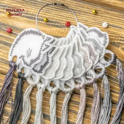 Фото Органайзер для муліне WonderlandCrafts 10шт+кільце, "Мордочка кішки" FLZ(S)-114