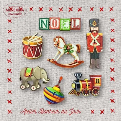 Фото Atelier Bonheur du jour Набір дерев'яних ґудзиків P-94