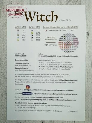 Фото Cottage Garden Samplings Схема The Witch. The Snowman Collector Series #12