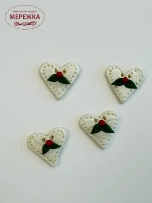 Фото Набір пришивних гудзиків Stoney Creek Pearl Holly Heart SB122M-4