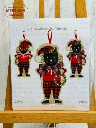Фото Набір для вишивання хрестиком Le Bonheur des Dames Black Cat with Tartan Bow-tie 2640