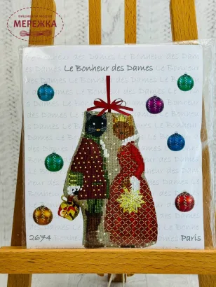 Фото Набір для вишивання хрестиком Le Bonheur des Dames Cristmas cat couple 2674