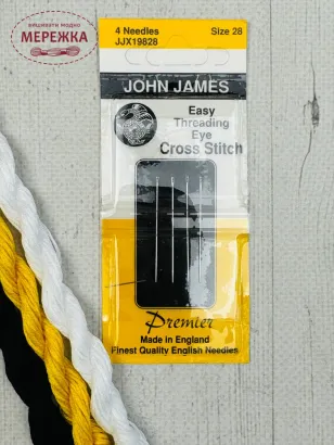 Фото Голка John James № 28 (4шт)  із подвійним вушком для легкого вдягання JJX19828