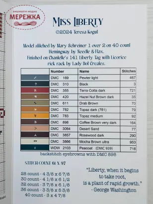 Фото Teresa Kogut Схема Miss Liberty XS368