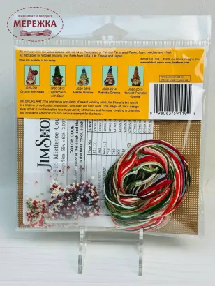 Фото Набір для вишивання у змішаній техніці  Mill Hill Mistletoe Couple Gnome JS20-2516