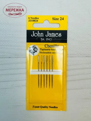 Фото John James № 24 (6шт) Chenille для вишивки стрічками, гострі JJ18824