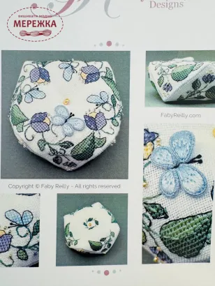 Фото FabyReilly Designs Схема Butterfly Wreath Biscornu QC023-PIC