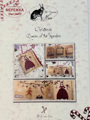 Фото The Primitive Hare Схема Christmas Queen of the Needles+тканина Old Salem Linen 30 ct