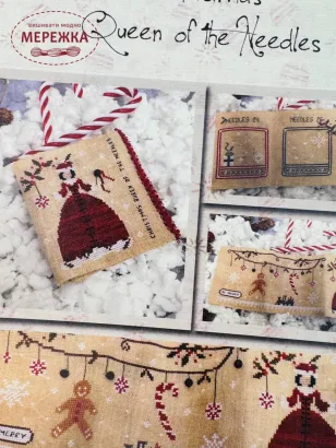 Фото The Primitive Hare Схема Christmas Queen of the Needles+тканина Old Salem Linen 30 ct