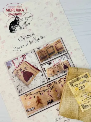 Фото The Primitive Hare Схема Christmas Queen of the Needles+тканина Old Salem Linen 30 ct