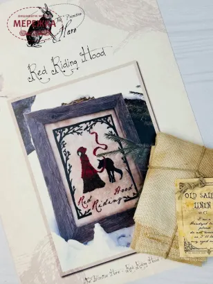 Фото The Primitive Hare Схема Red Riding Hood+тканина Old Salem Linen 30 ct