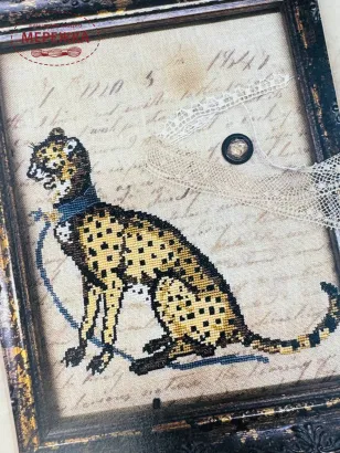 Фото The Primitive Hare Схема Kitty Kitty+тканина The Boleyn Linen 30 ct