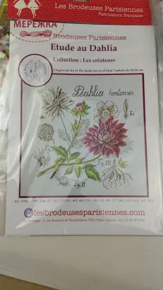 Фото Les Brodeuses Parisiennes Схема Etude au Dahlia+тканина, пришивний шарм