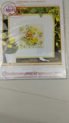 Фото Les Brodeuses Parisiennes Схема Etude aux Capucines+тканина, пришивний шарм