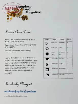 Фото Samplers Not Forgotten Схема Lenten Rose Drum