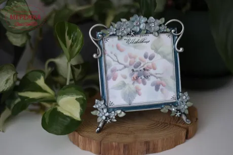 Фото Шовковиця Рамка для оформлення Frame FLORAL Blue Блакитна, 12х13,5см (віконце 8,5х8,5см) FFB