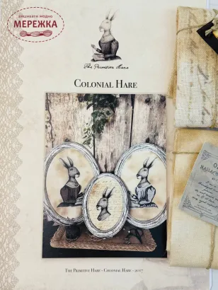 Фото The Primitive Hare Схема Colonial Hare+тканини Old Massachusetts 40 ct, Boleyn Linen 30 ct