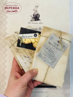 Фото The Primitive Hare Схема Colonial Hare+тканини Old Massachusetts 40 ct, Boleyn Linen 30 ct